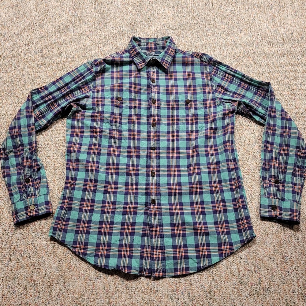 Polo Ralph Lauren Shirt Mens Large Multi Color Plaid Button Up Long Sleeve